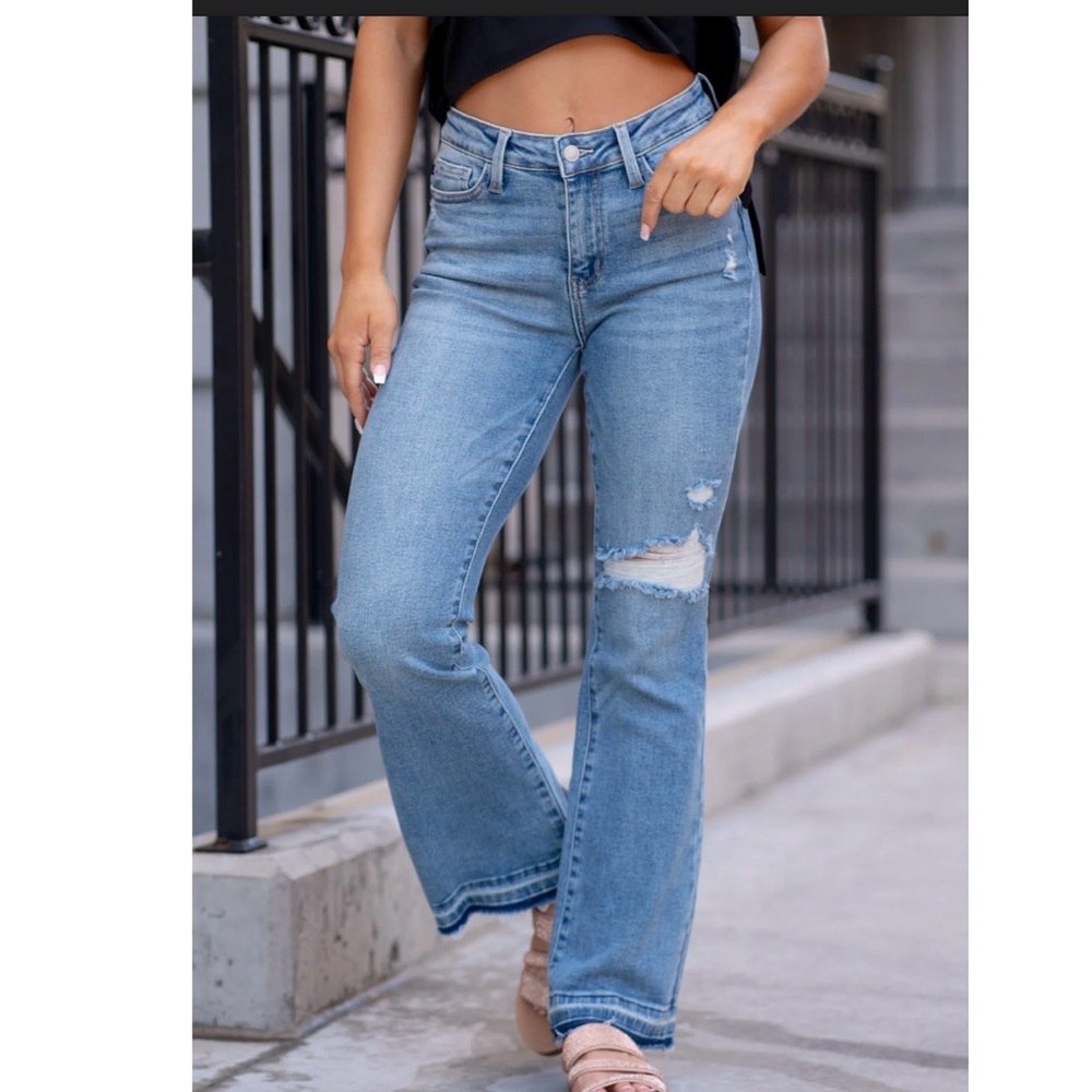Judy Blue Distressed Raw Hem Bootcut Jeans Sz 5/27
